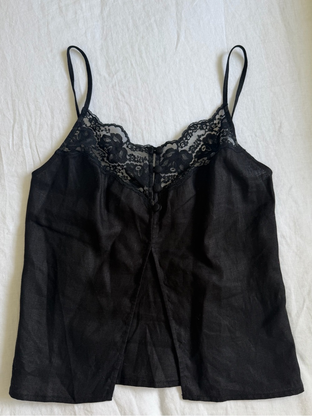 Reformation Black Linen Tank Top 0